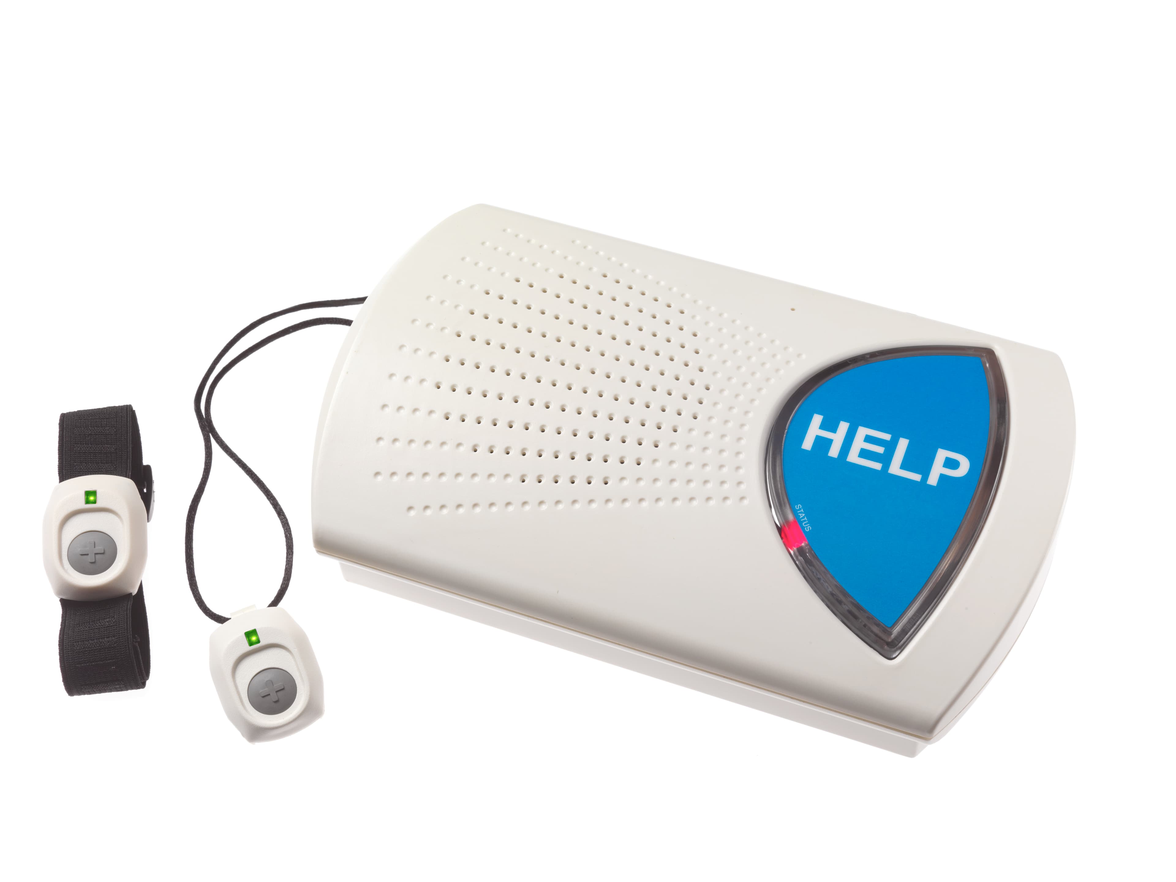 Indy at Home base station and waterproof pendant button on a kitchen counter, soft natural light from a nearby window - view 3